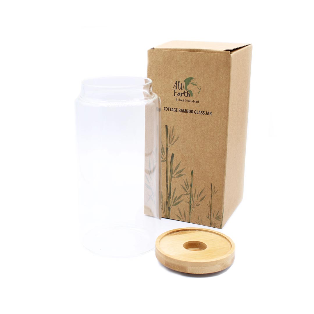 AW Artisan Glass Jar with Bamboo Lid, 15cm - Elliotti