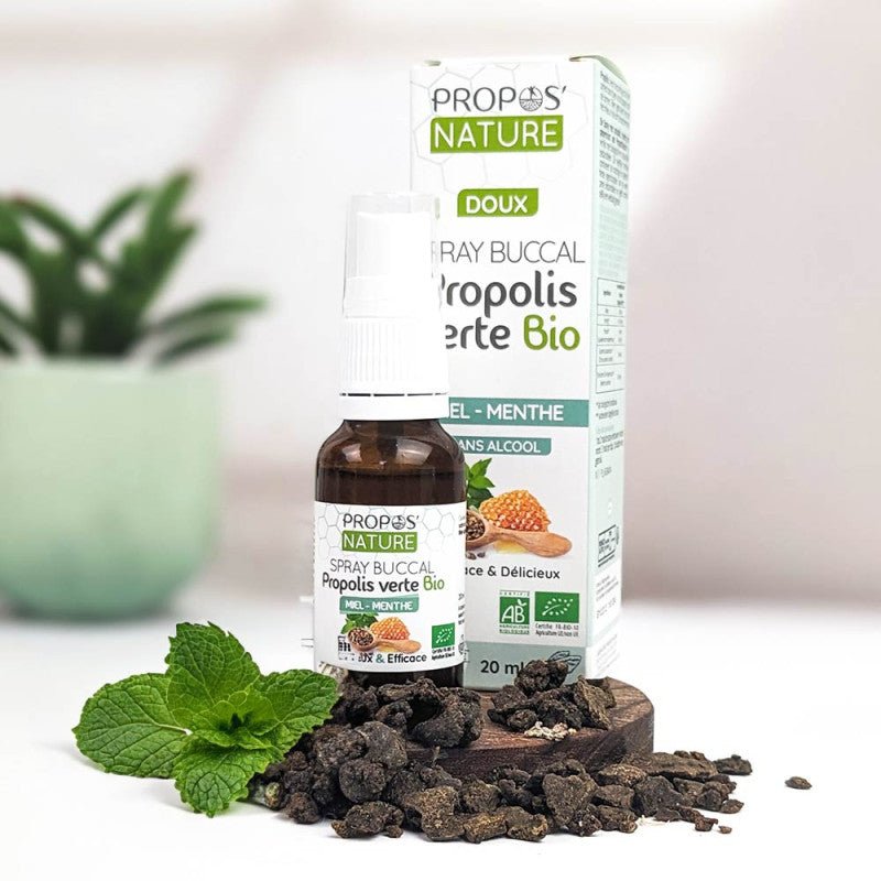 Propos'Nature Green Propolis Oral Spray with Honey & Mint, Alcohol - free 20ml - Elliotti