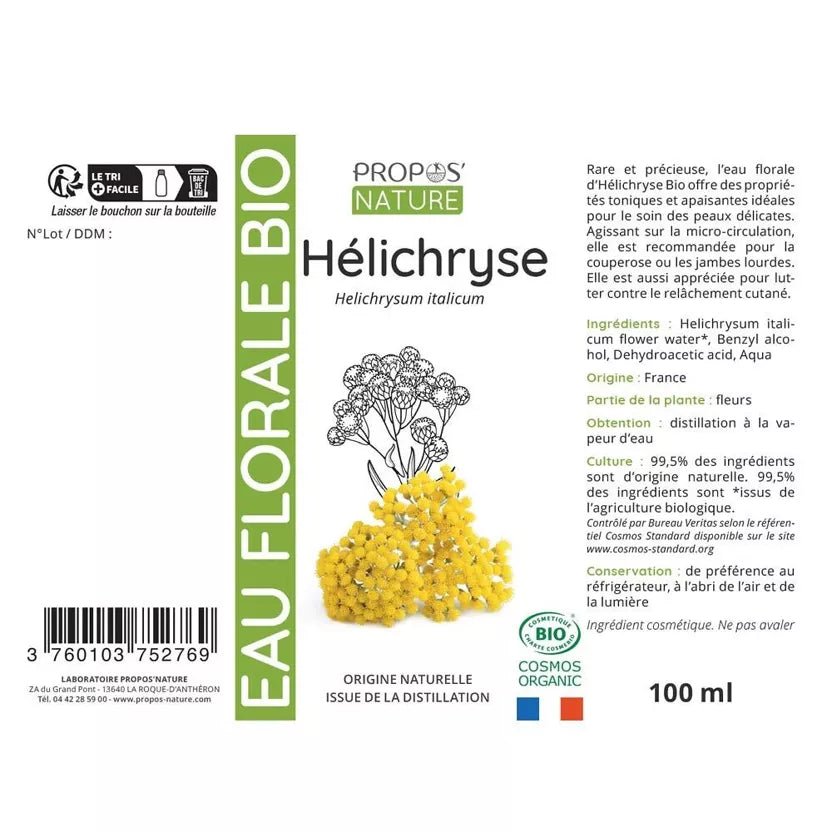 Propos'Nature Italian Helichrysum - Certified Organic Hydrosol, 100ml - Elliotti