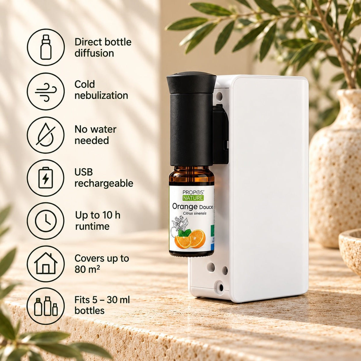 Zen Arome Mobysens White Cold Nebulization Diffuser - 10h diffusion - Elliotti