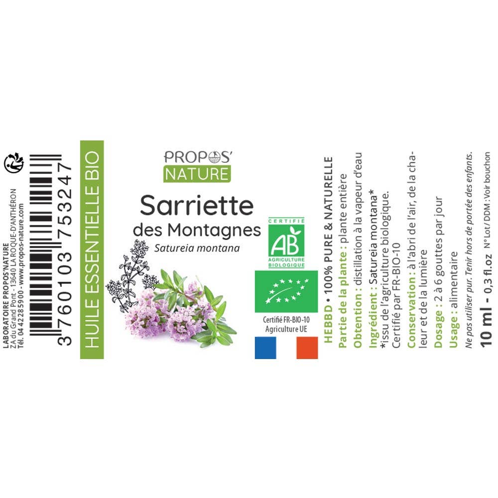 Propos'Nature Mountain Savory Organic Essential Oil, 10ml - Elliotti