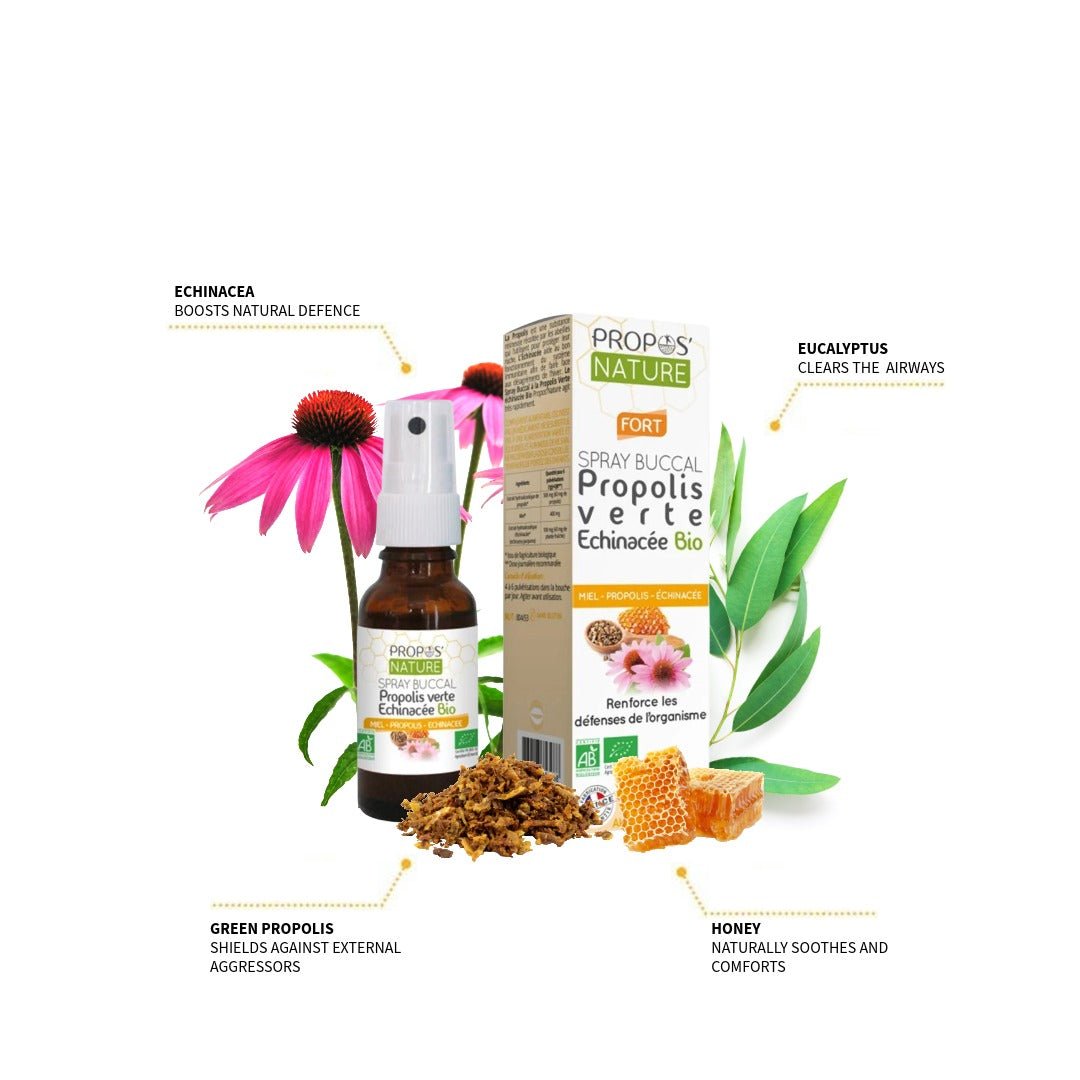 Propos'Nature Oral Spray with Green Propolis and Organic Echinacea, 15ml - Elliotti