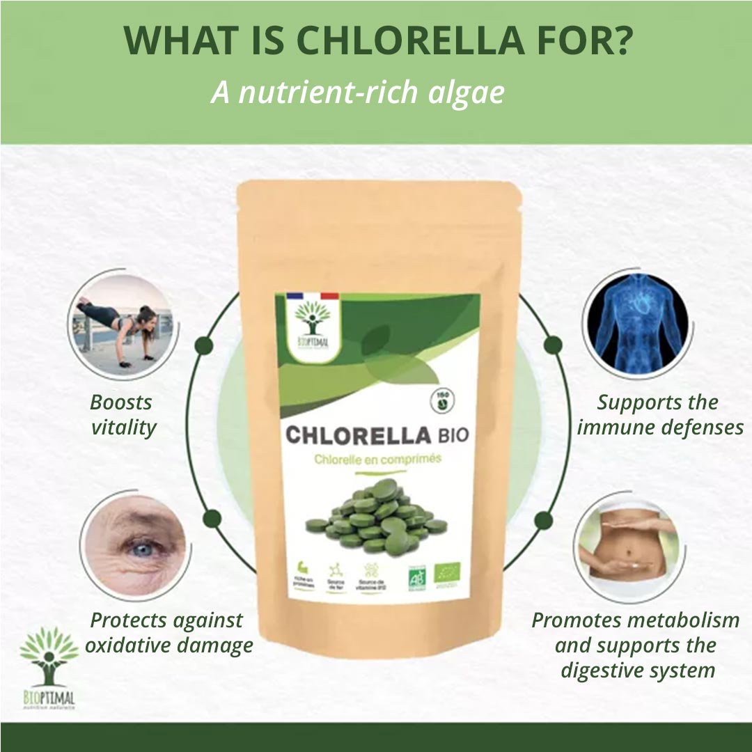 Bioptimal Organic Pure Chlorella Powder, 150 Tablets - Elliotti