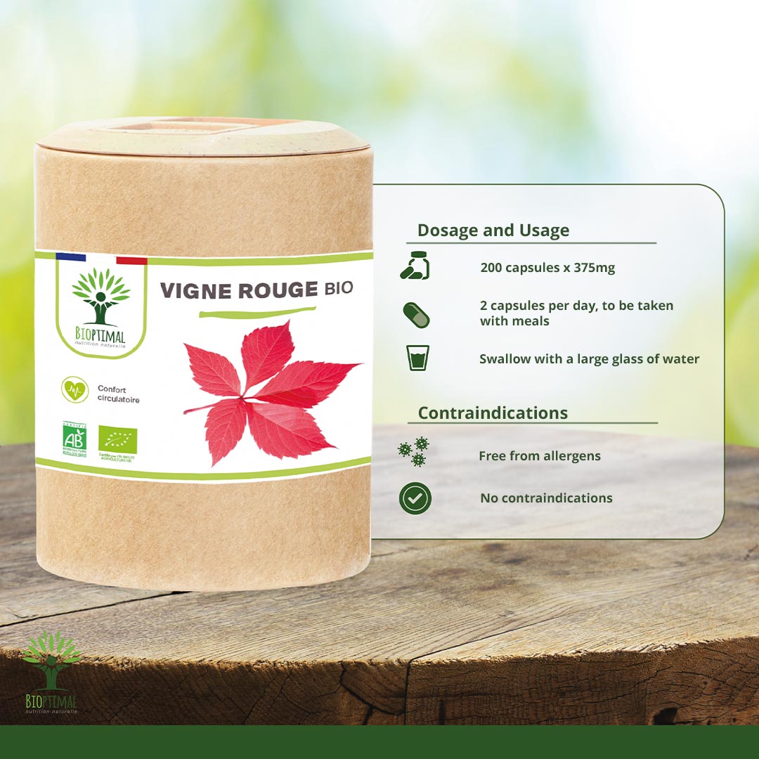 Bioptimal Organic Red Vine, 200 capsules - Elliotti