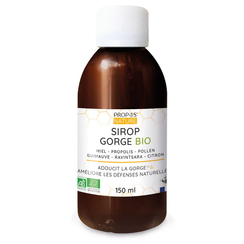 Propos'Nature Organic Throat Syrup - Propolis, Honey, Marshmallow - 150ml - Elliotti
