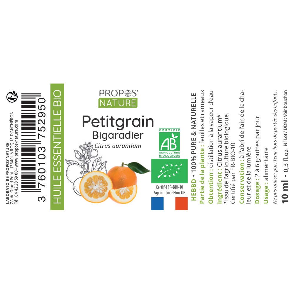Propos'Nature Petitgrain Bigarade Organic Essential Oil, 10ml - Elliotti