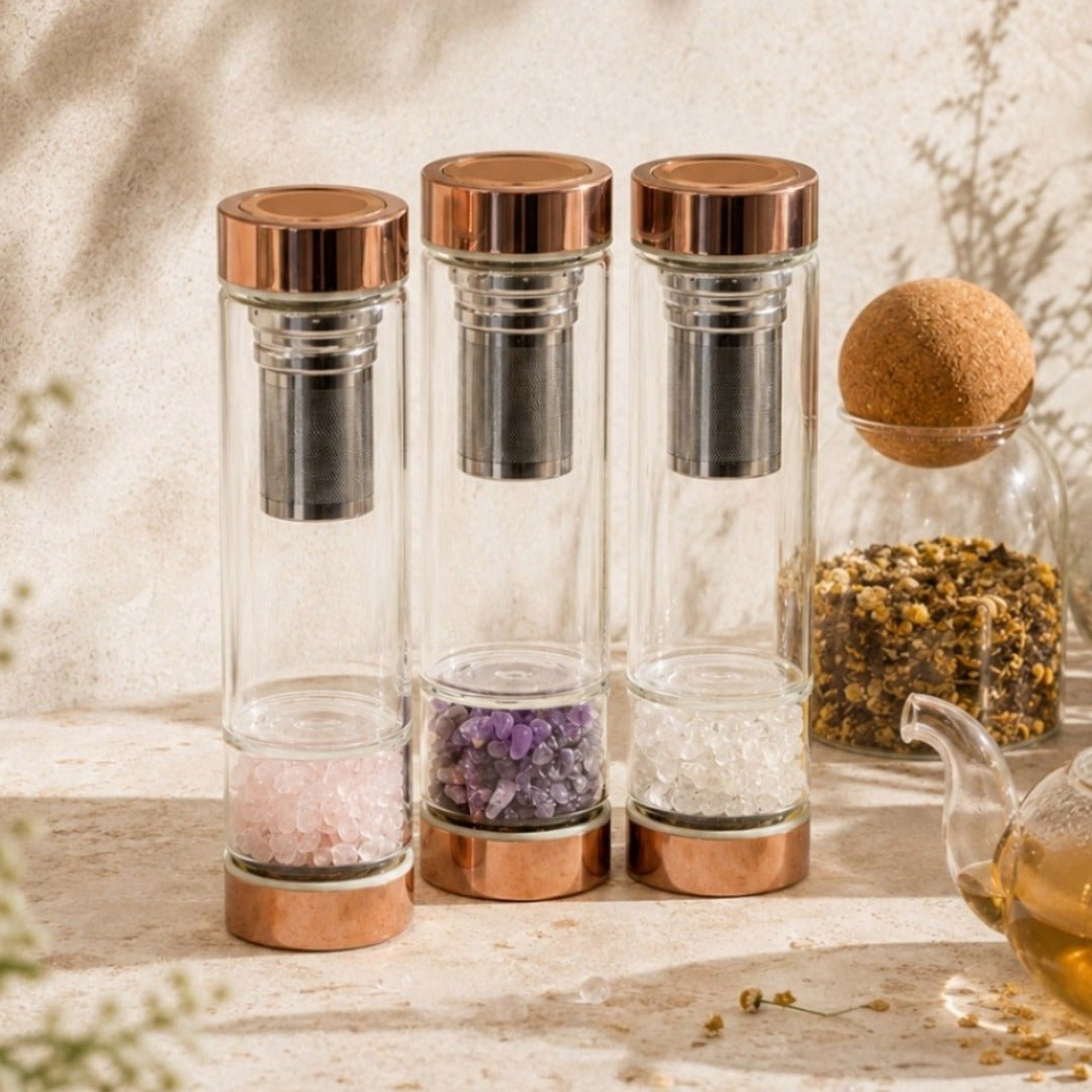 AW Artisan Rock Quartz Gemstone Tea Infuser Bottle - 500 ml - Elliotti