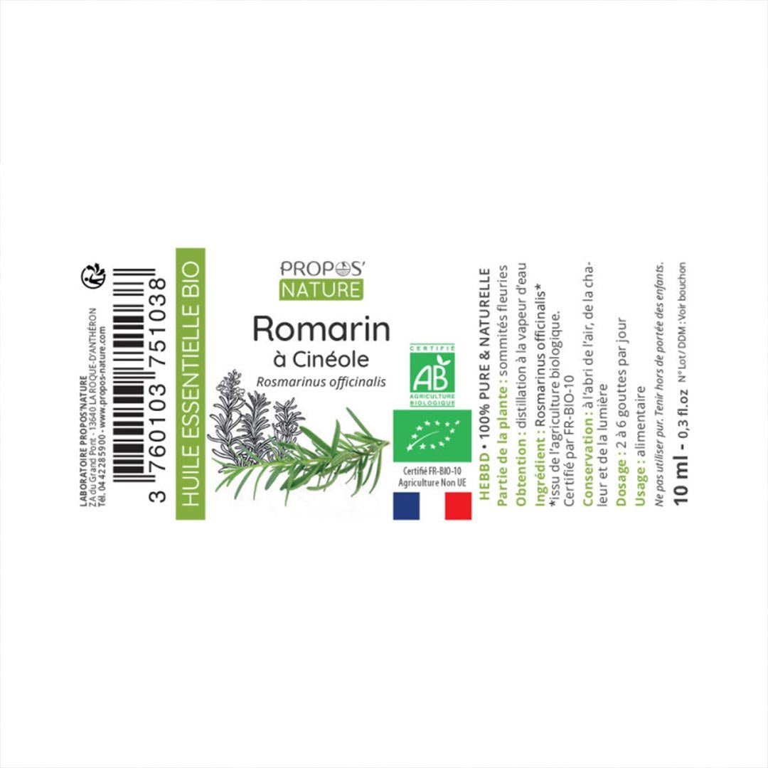 Propos'Nature Rosemary Cineole Organic Essential Oil, 10 ml - Elliotti