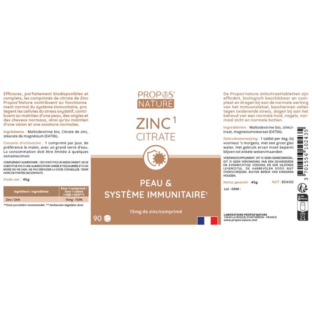 Propos'Nature Zinc citrate, 90 tablets - Elliotti