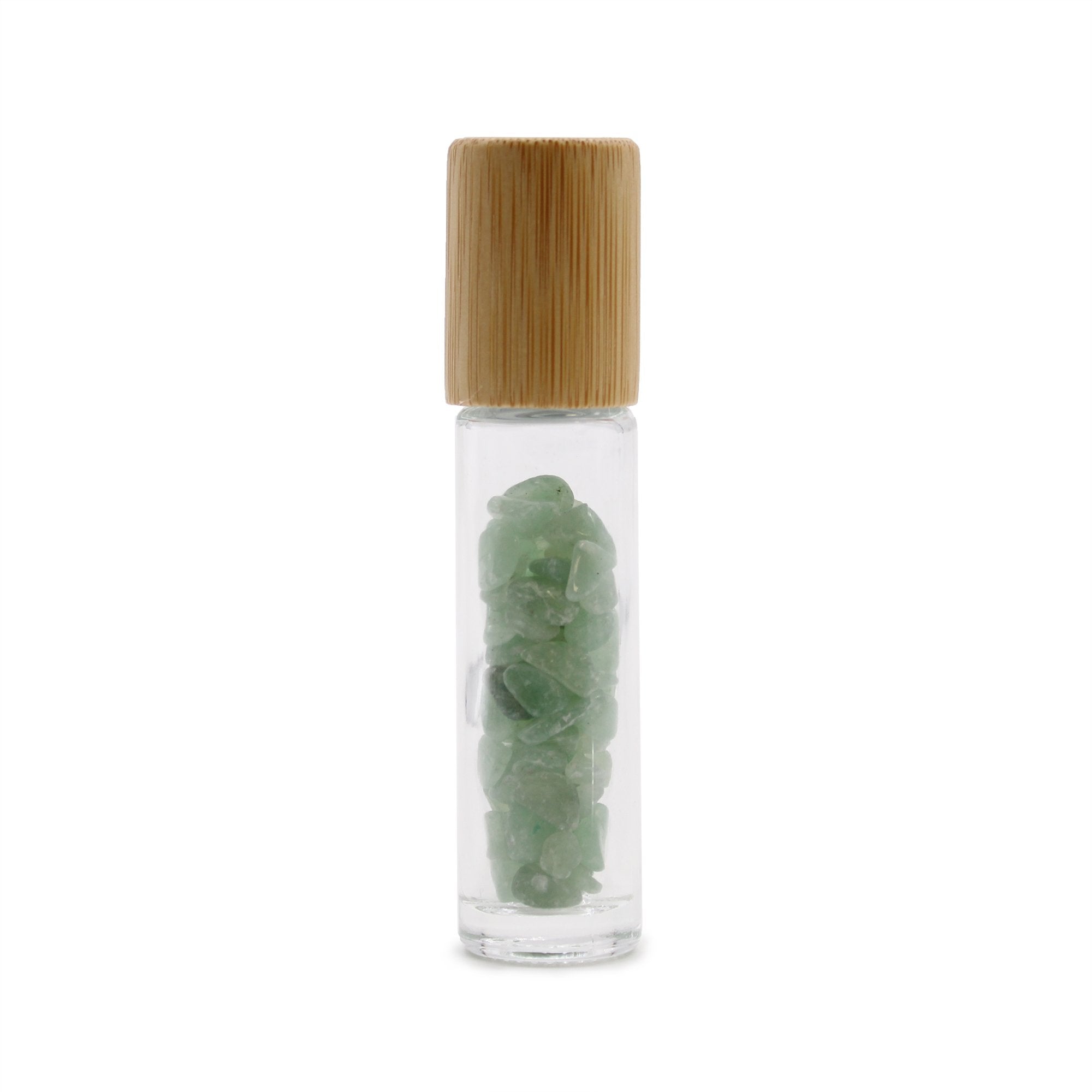 AW Artisan Gemstone Essential Oil Roller Bottle - Aventurine, Wooden Lid - Elliotti