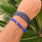 Innobiz Braided Leather Bracelet with Sodalite & Turkish Eye - Elliotti