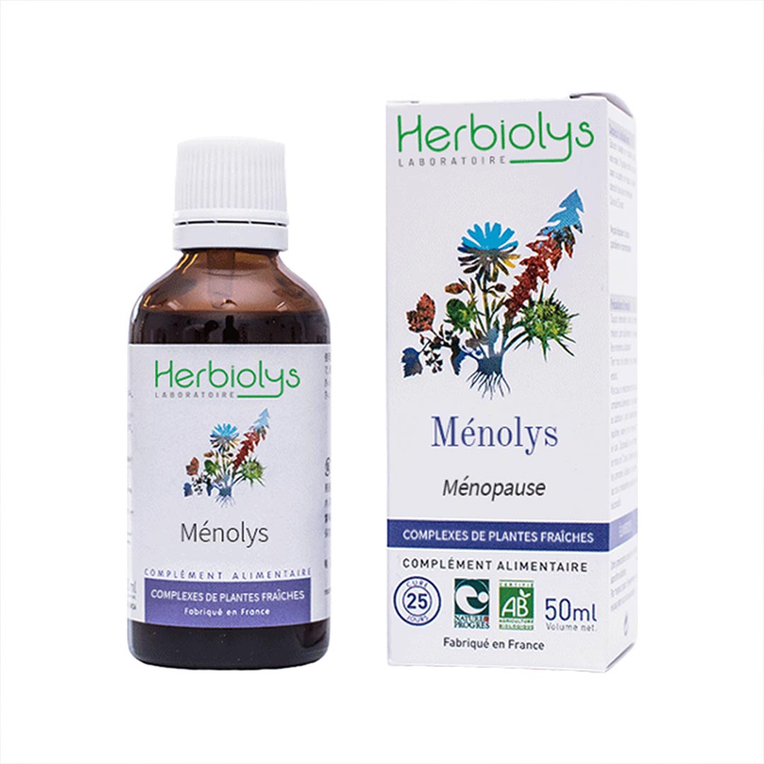 Herbiolys Menolys bottle and packaging on a white background