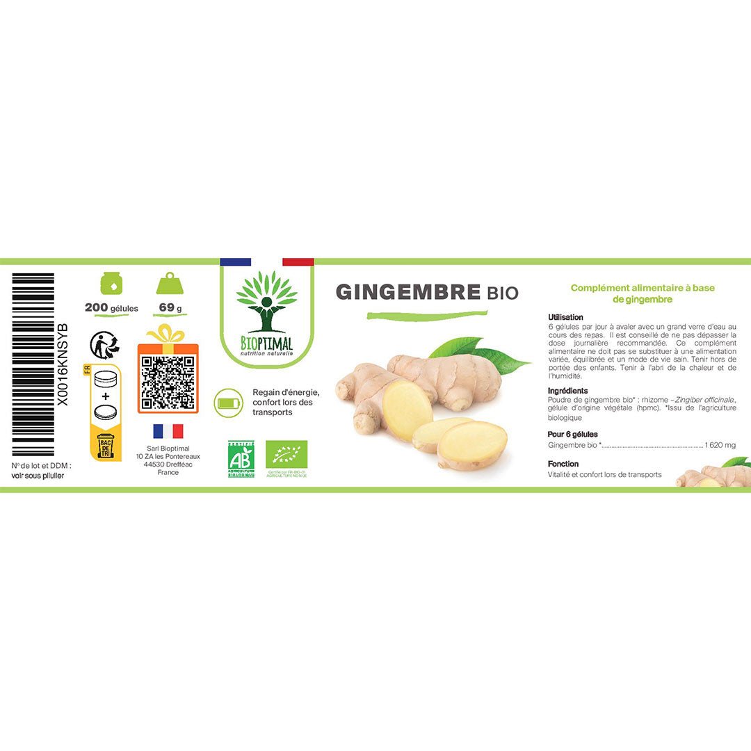 Bioptimal Organic Ginger Powder, 200 capsules - Elliotti