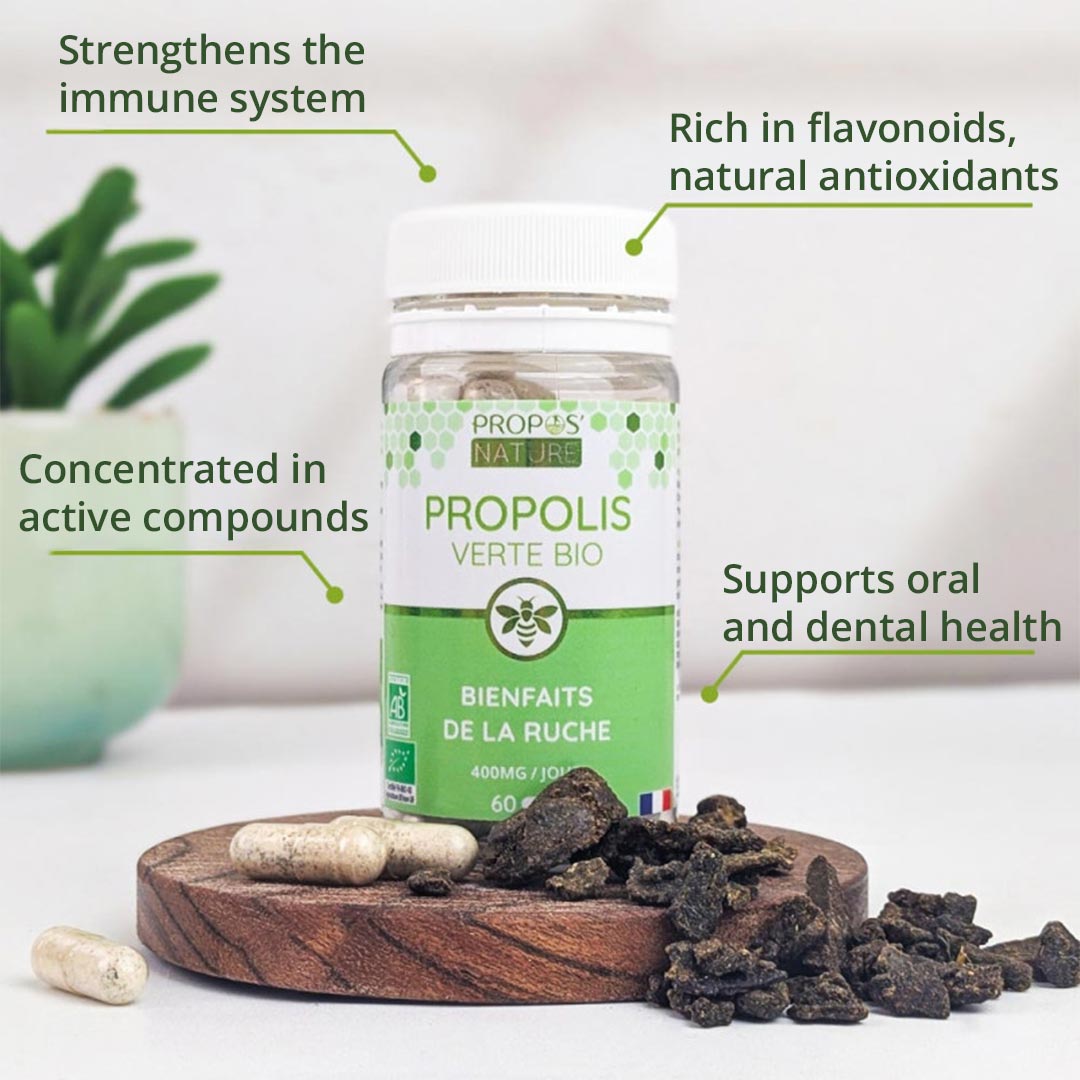 Propos'Nature Organic Green Propolis, 60 Capsules - Elliotti