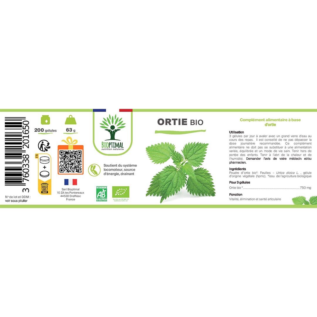 Bioptimal Organic Nettle, 200 capsules - Elliotti