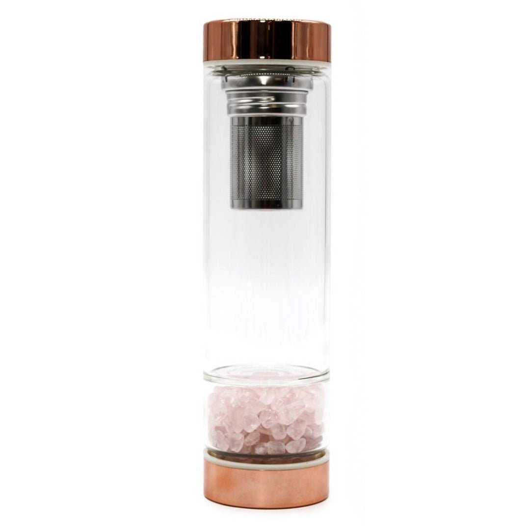 AW Artisan Rose Quartz Gemstone Tea Infuser Bottle - 500 ml - Elliotti