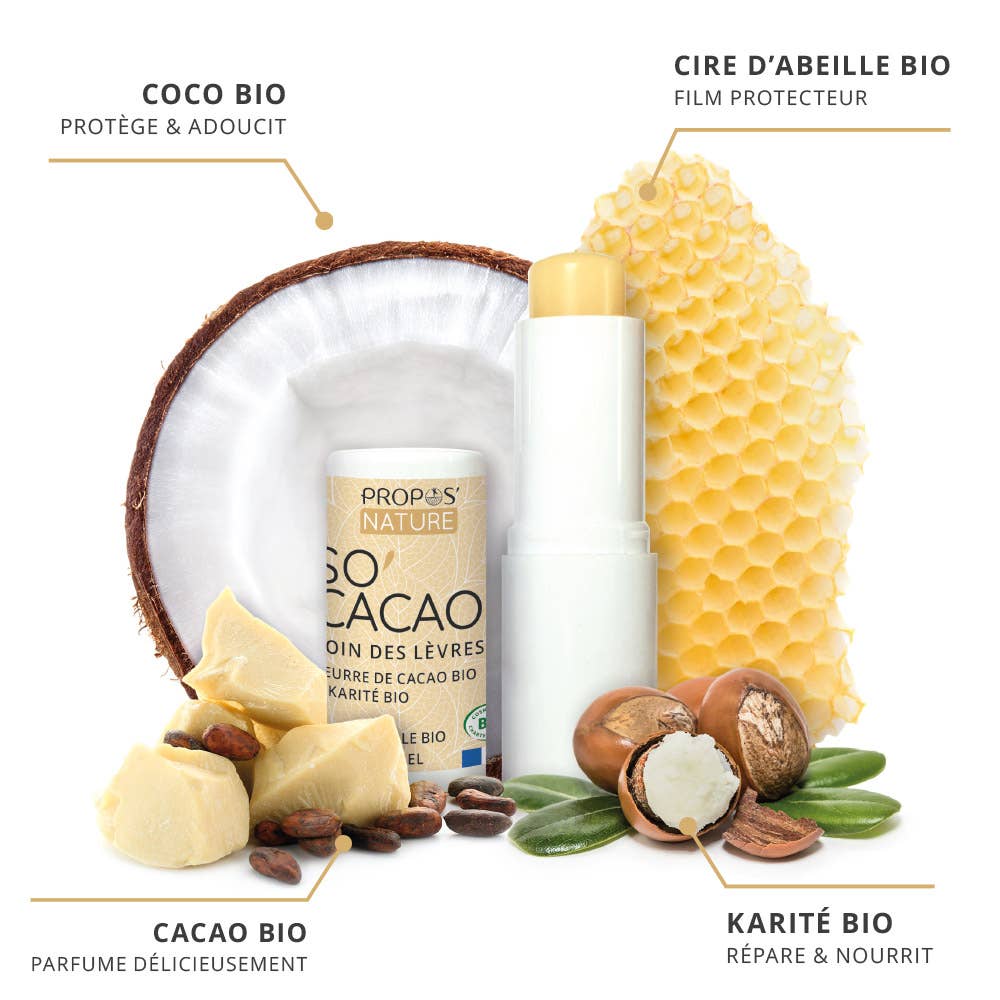 Propos'Nature So'Cacao Organic Lip Balm - Cocoa butter - Elliotti