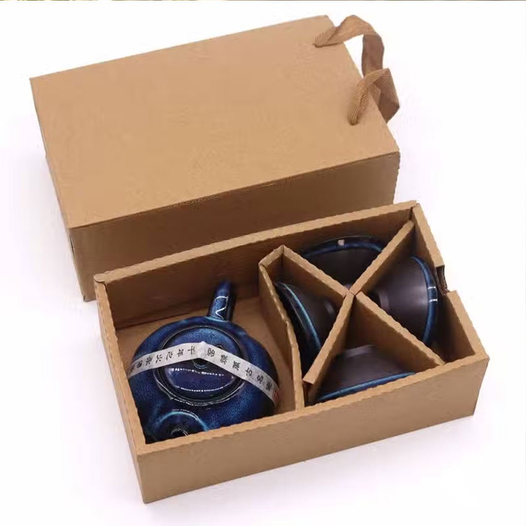 AW Artisan Traditional Chinese Ceramic Teapot Set - Blue Tones, 200ml - Elliotti