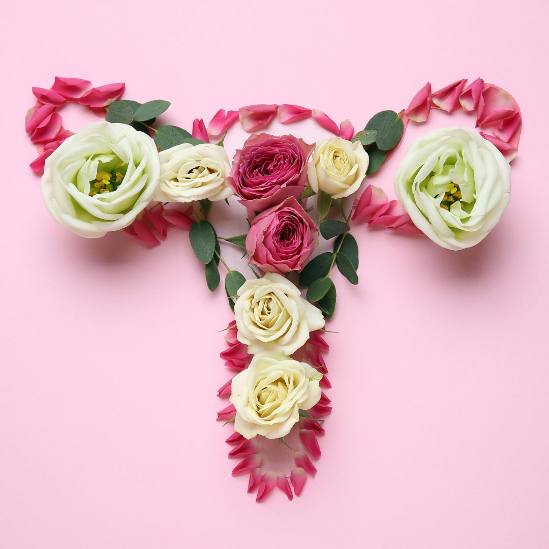 A uterus made of flowers