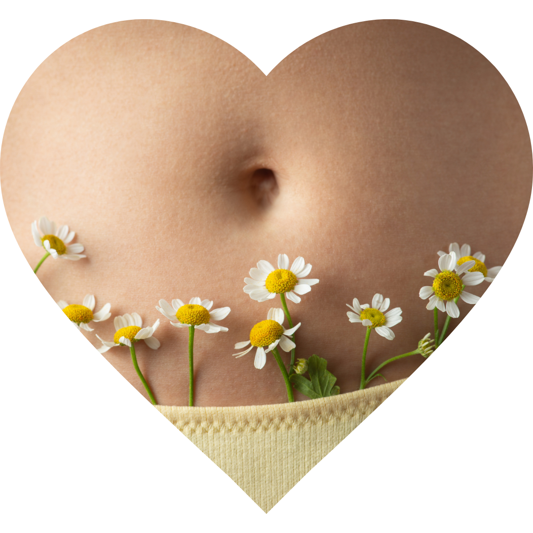woman flower on tummy