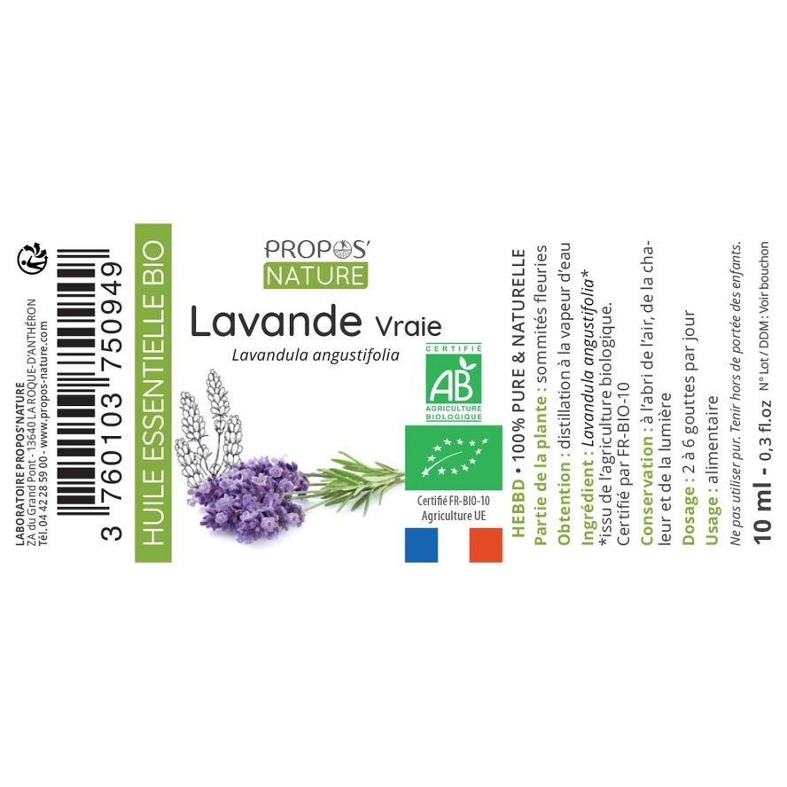 Laboratoire Propos'Nature Lavender True Organic Essential Oil, 10ml - Elliotti
