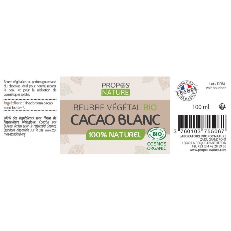 Laboratoire Propos'Nature White Organic Cocoa Butter - Elliotti
